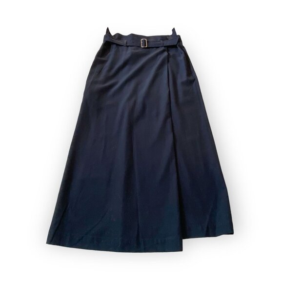 Vintage Comme des Garçons Tricot Navy Wool Belted Midi Skirt, Size M, 1992 S/S - Picture 1 of 15